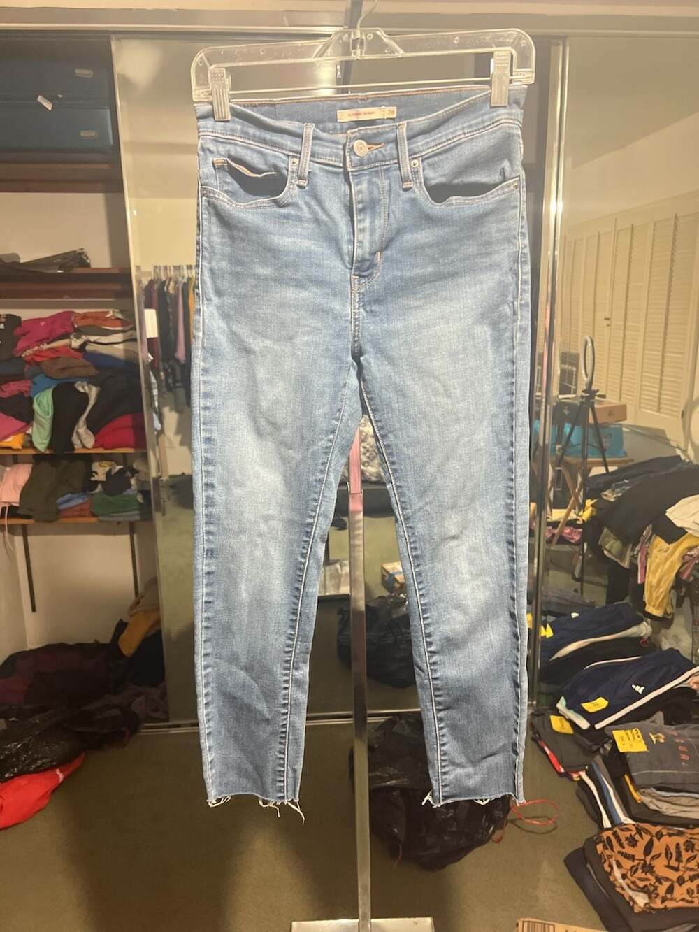 Levi's Slimming Skinny Jeans Size 28 Light Wash Raw Hem Denim